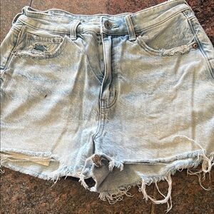 American Eagle Outfitters Light Wash Frayed Denim Shorts